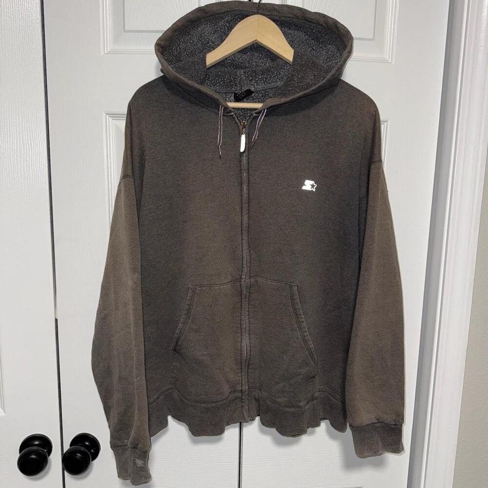Vintage sun faded zip up gray starter jacket size large